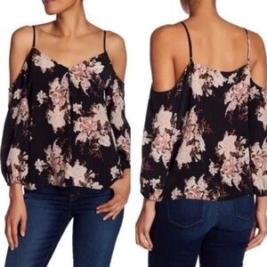 Joie Eclipse Cold Shoulder Floral 100% Silk Blouse – Caviar | Size S | NWT